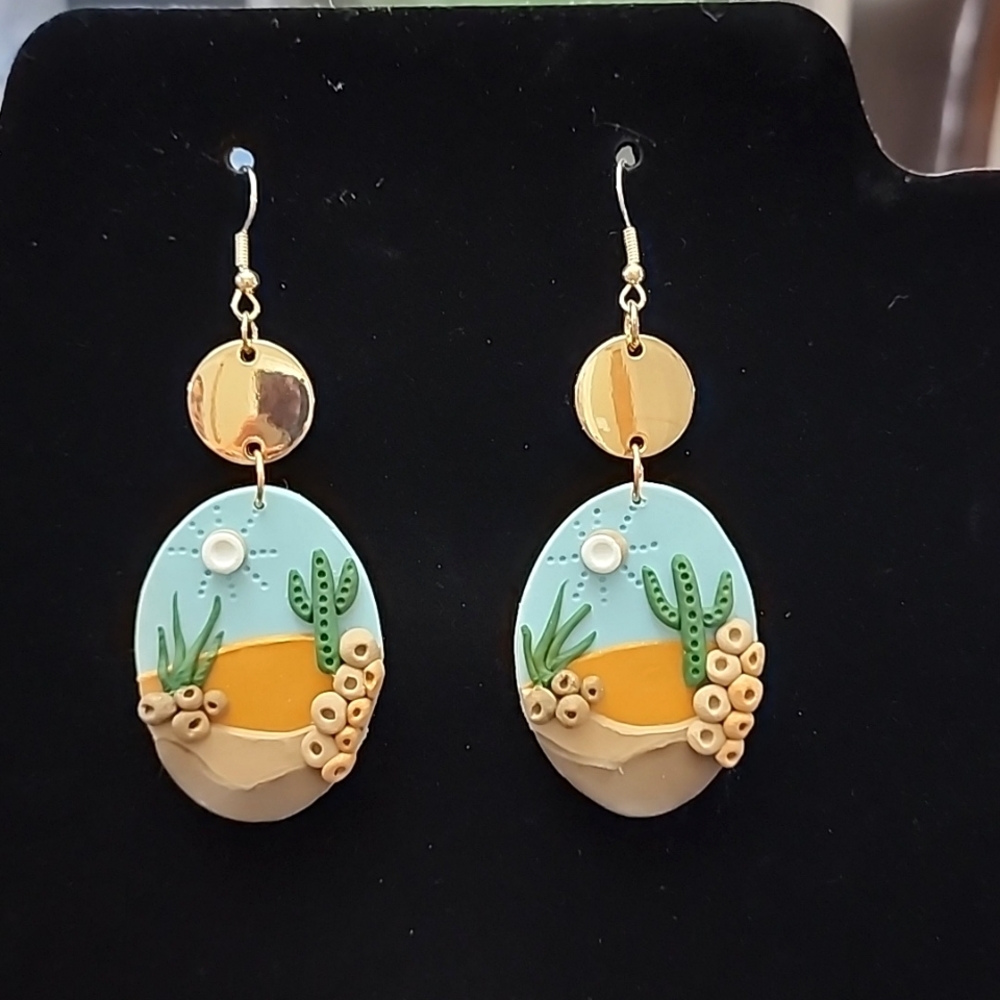 Desert and Cactus Clay Polymer Earrings